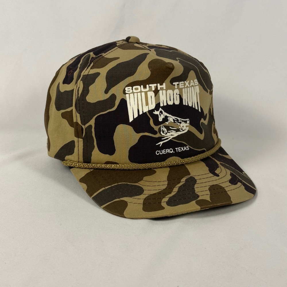 South Texas Wild Hog Hunt Rope Hat OSFA Brown Duck Camo YoungAn Snapback Cap
